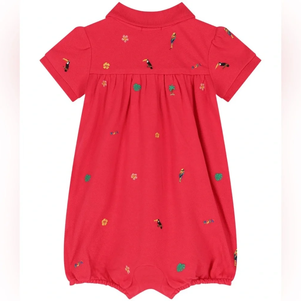 Ralph Lauren Baby Girls Pink Polo Romper